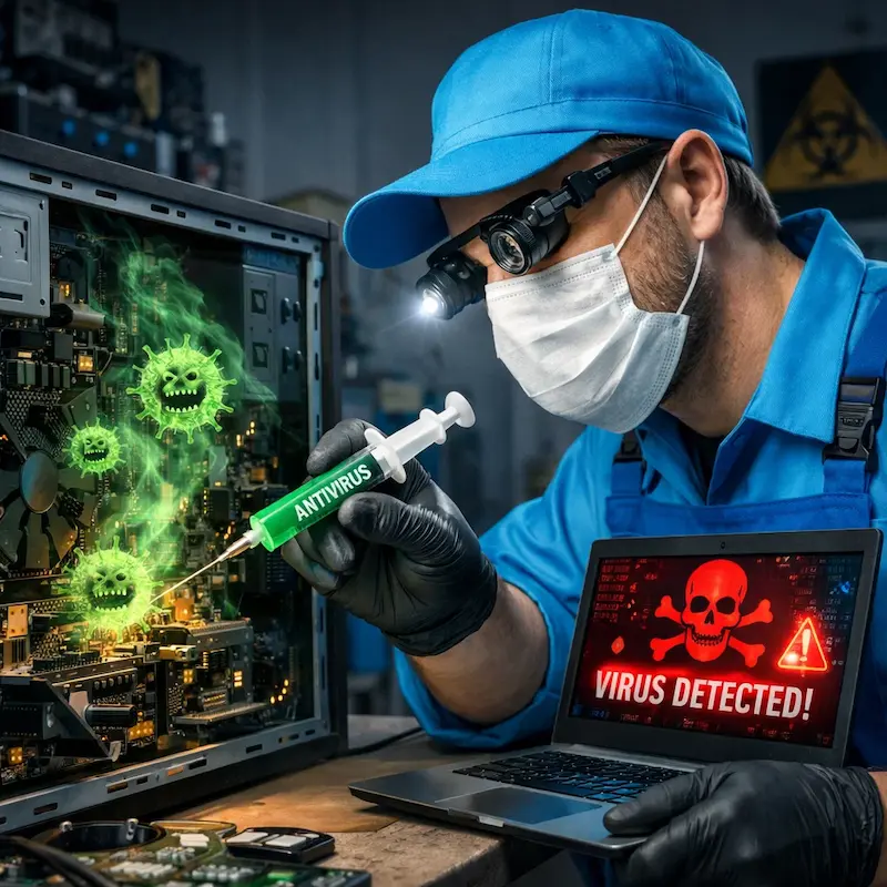 Лечение компьютера от вирусов в Софрино на дому