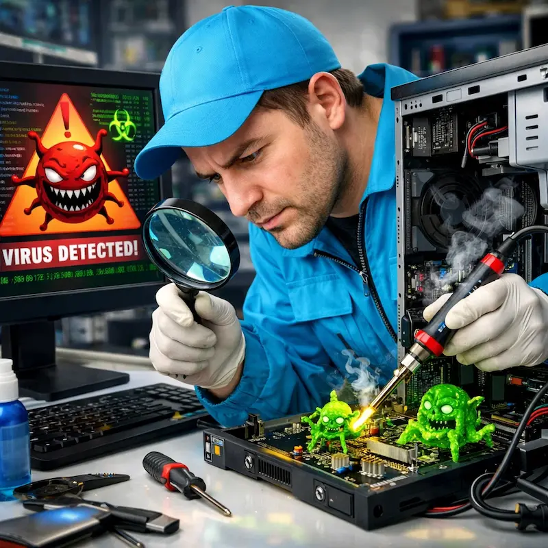 Вылечить компьютерный вирус в Софрино